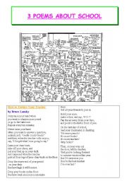 English Worksheet: poems about school