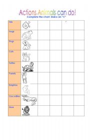 English Worksheet: Actions animals can do