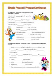 English Worksheet: Simple Present / Present Continuous (25.08.08)