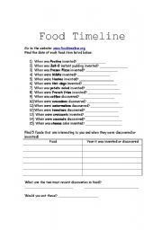 English worksheet: Food Timeline