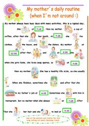 English Worksheet: Vocabulary Daily Routine (3rd Person)