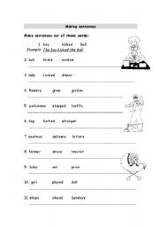making sentences - ESL worksheet by elaineabela1
