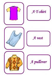 English Worksheet: clothes memory game 1 / 12
