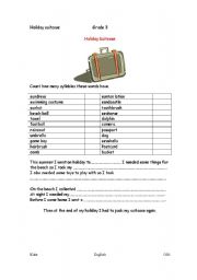 English worksheet: My Holiday