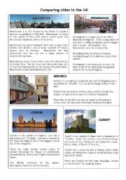 English Worksheet: Comparing cities in the Uk
