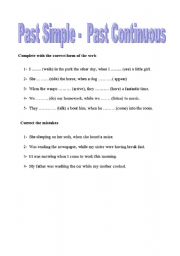 English worksheet: Past simple - Past Continuous