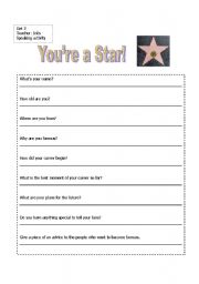 English Worksheet: Youre a star!