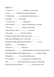 English Worksheet: new vocab list