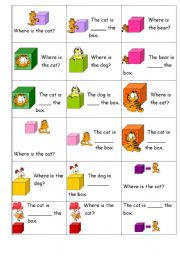 Preposition flash cards of place - Garfield