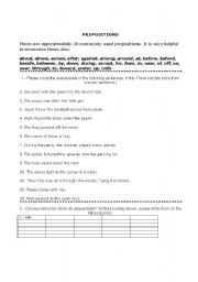 English Worksheet: Prepositions