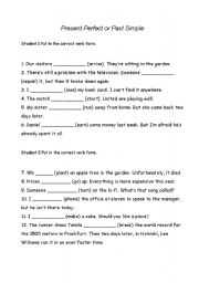 English worksheet: Present Perfect or Past Simpe