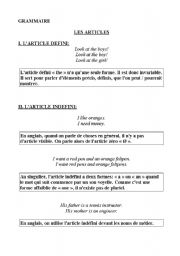 English worksheet: Articles