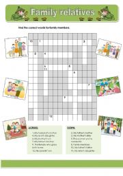 Titular Family Vocabulary with the Simpsons (Crossword 1) ESL