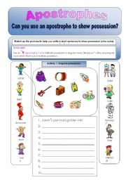 Apostrophes:Can you use apostrophes to show possession? Plural and singular activities