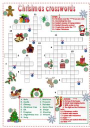 English Worksheet: Christmas crossword for beginners