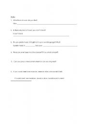 English Worksheet: Questions about listening to music