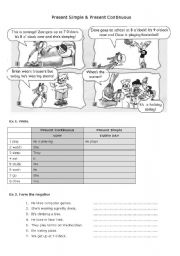 English Worksheet: Simple Present and Continuous revision