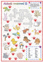  Animals crossword (2 of 3)