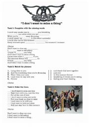 English Worksheet: I dont want to miss a thing - Aerosmith