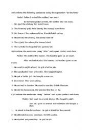 English Worksheet: Past perfect and simple past with time clauses