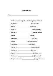 English worksheet: Comparative sentences review