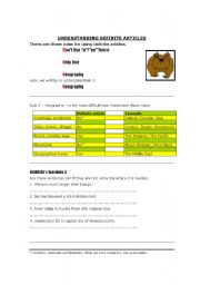 English Worksheet: Using Definite Articles - Rule 3