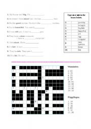 English Worksheet: crosswords, a/an