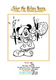 English Worksheet: Colour the Mickey Mouse