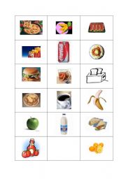 English worksheet: basic food pictures