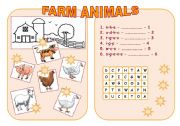 English Worksheet: Farm animals (Coloured version)
