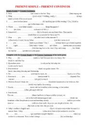 English Worksheet: Present Simple - Continuous (upper-intermediate)