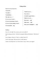 English Worksheet: Asking for and giving advice