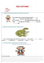 English Worksheet: has got&had