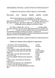 English Worksheet: describe