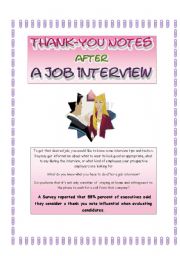 thank-you note  after a job interview