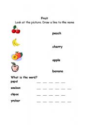 English Worksheet: Fruit Match