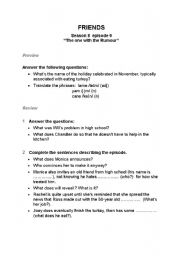 English Worksheet: friends episode