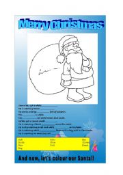 English Worksheet: What is Santa wearing?