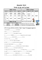 English Worksheet: verbs to be and to have