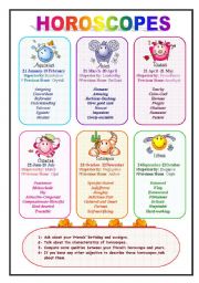 English Worksheet: Horoscopes and adjectives (2/2)