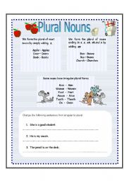 English Worksheet: plural of nouns and cardinal numbers