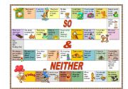 English Worksheet: so and neither, board game