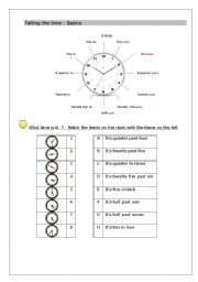 English Worksheet: Clock - telling time  part 1 (of 4) -  different level in 1 worksheet