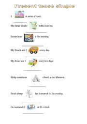 English worksheet: Present tense simple - gap filling exercise