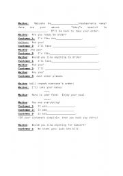 English Worksheet: Restaurant Worksheet