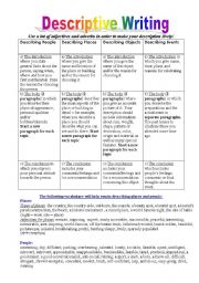 descriptive writing worksheets - english teaching worksheets ...