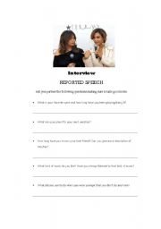 English worksheet: Reported Speech Interview