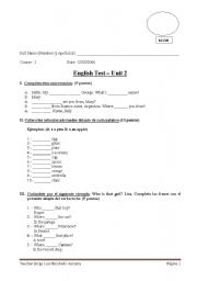English worksheet: Elementary English Test