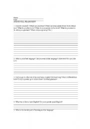 English worksheet: Getting to know your ELL students