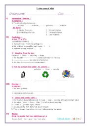 English Worksheet: Pollution